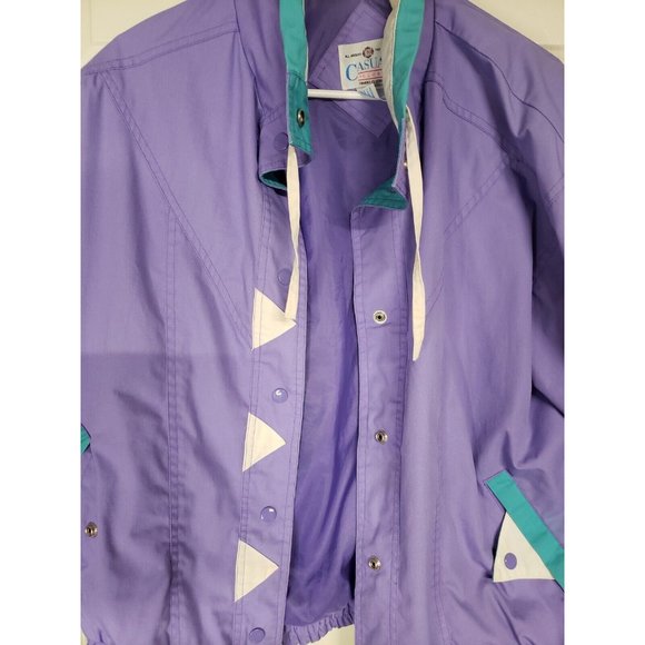 Casual Club All Around the World VINTAGE Windbreaker Jacket purple & Aqua Large - Picture 3 of 9